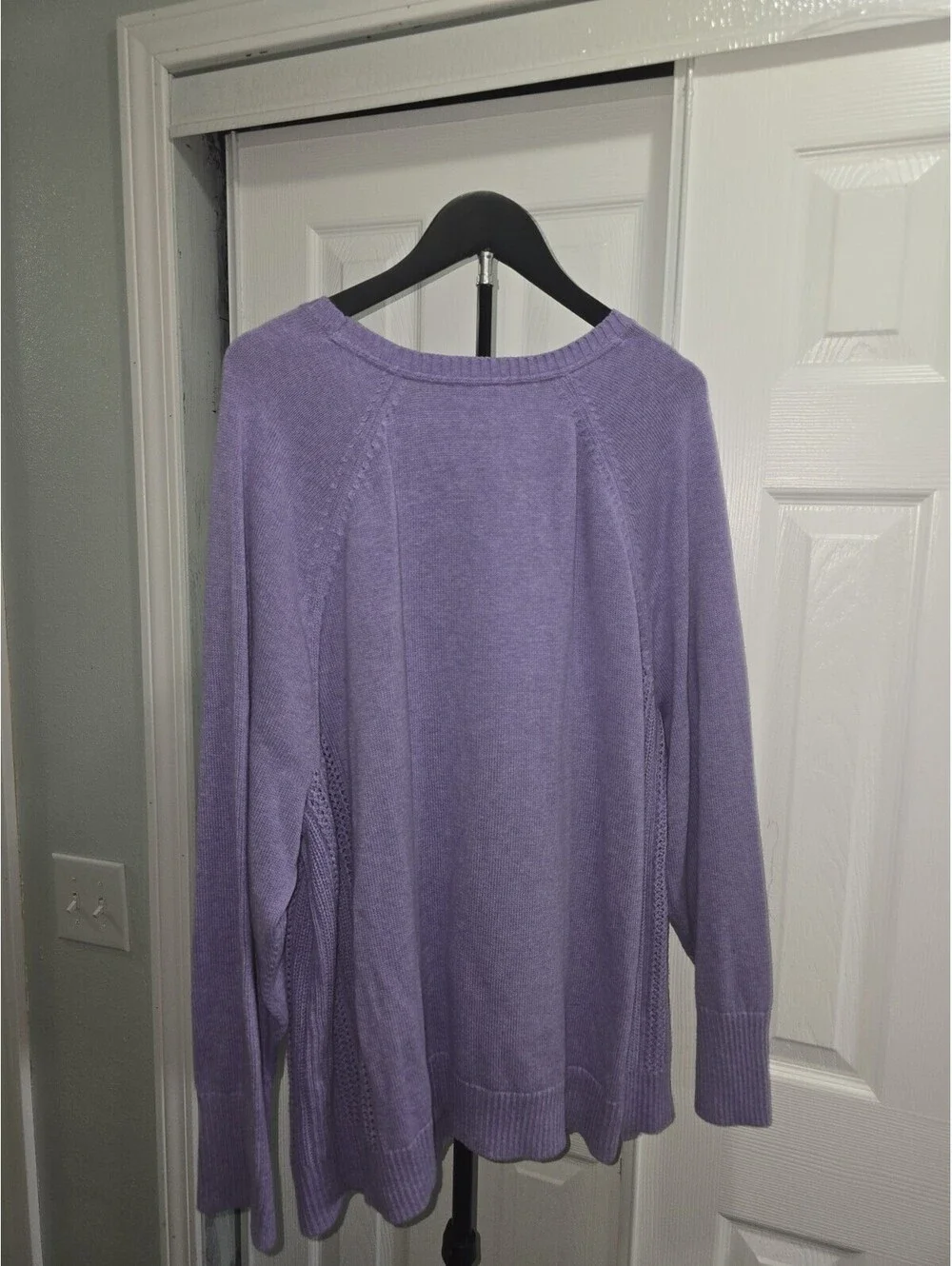 J Jill 4X Lavender Cotton Blend Cable Knit Sweater